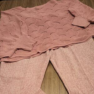 Versona Size L Pink Pants, Sweater, Tank, and Earrings (NWT)